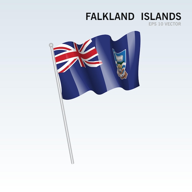 Falkland Islands waving flag isolated on gray  