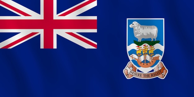 Falklandeilanden vlag met zwaaiend effect, officiële proportie.