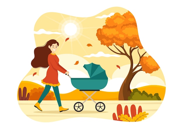 Fall Activity Vector Illustration met activiteiten in de Autumn City Park Templates