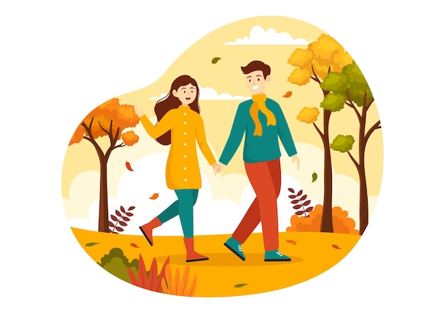 Fall Activity Vector Illustration with Activities in the Autumn City Park Templates