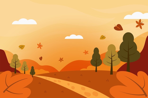 Vector fall autumn landscape background