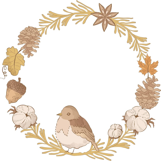 Fall autumn wreath photo frame border illustration