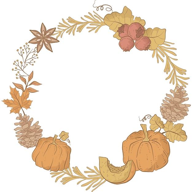 Vector fall autumn wreath photo frame border illustration