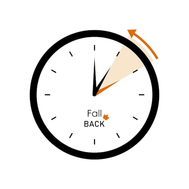 Vector fall back daylight saving time concept winter time alarm clock with orange arrow vector element