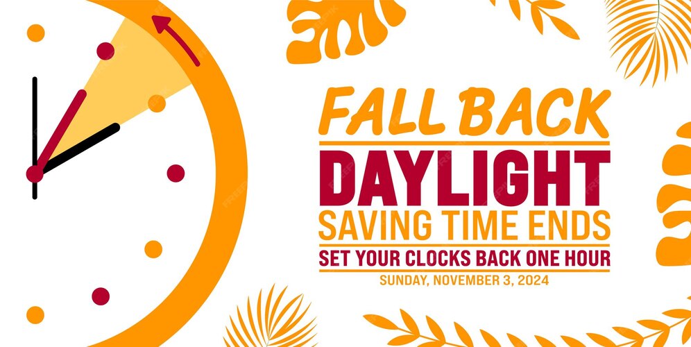 Premium Vector Fall Back daylight saving time ends 2024 background or