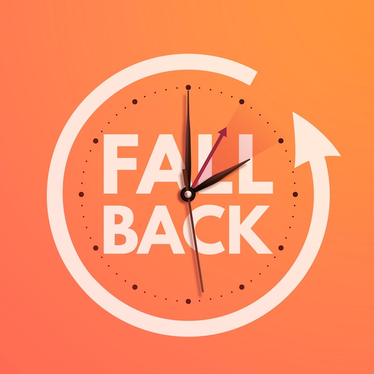 Vector fall back daylight saving time ends banner