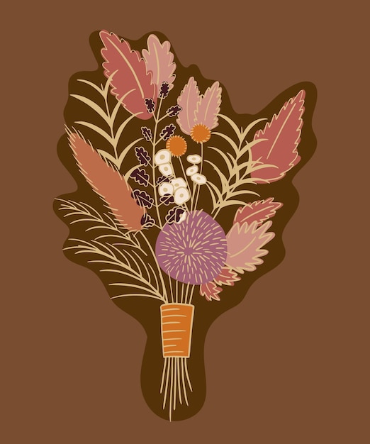 Vector fall bouquet with ribbon