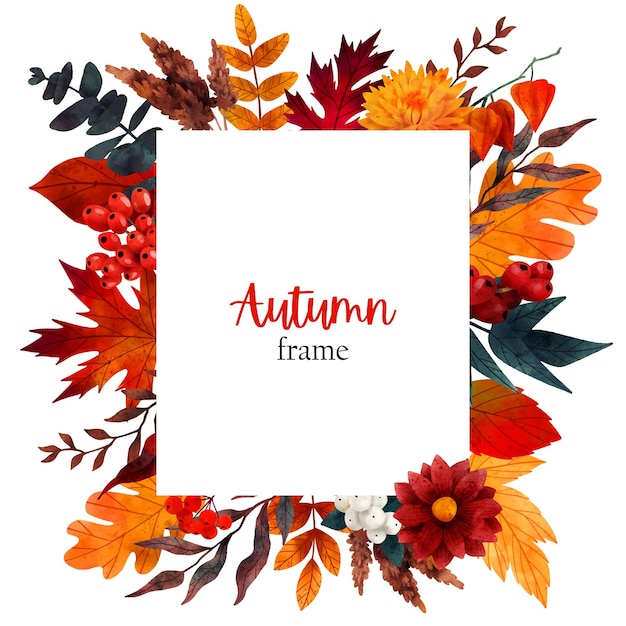 Fall floral banner design template hand drawn