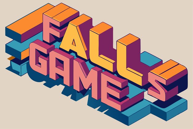 Fall Games 3D Text Effect quiz time text style effect template editable Vector art illustration
