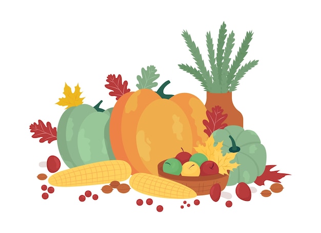 Fall harvest semi flat color vector objects