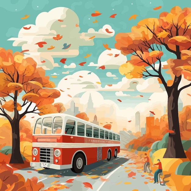 Vector fall_in_ sightseeing_sightseeings_by_bus_vector