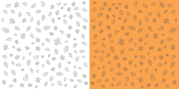 オレンジと白の背景のベクトル図に分離されたさまざまな形のパターンで紅葉します。
