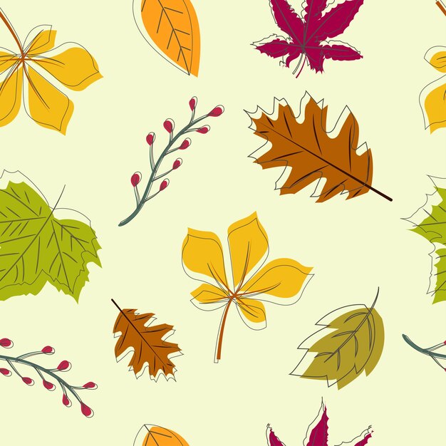 Vector fall leaves in seamless pattern