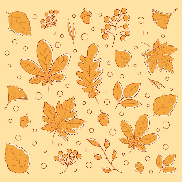 Fall leaves set