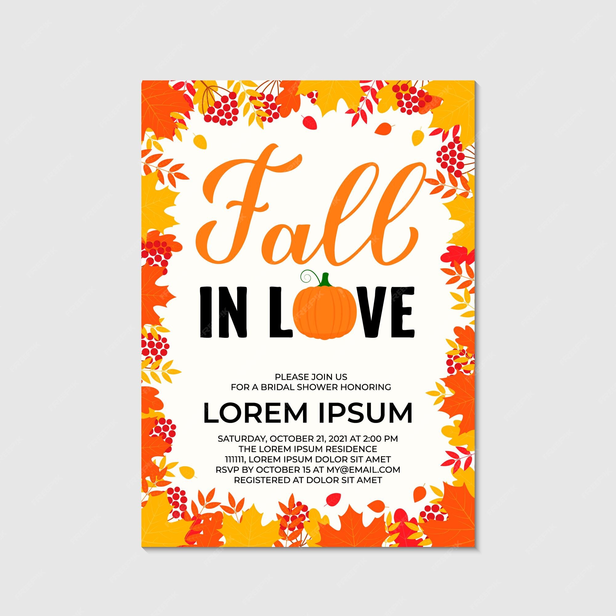 Fall Bridal Shower Invitation Template Fall in Love Autumn 