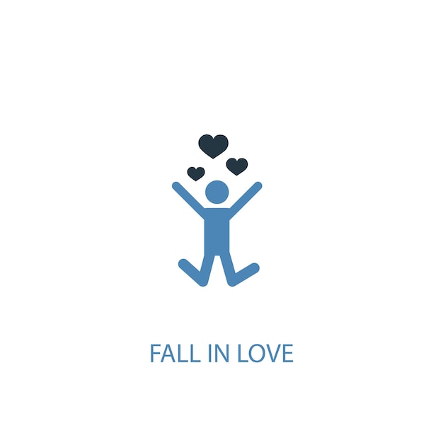 Fall in love concept 2 colored icon. Simple blue element illustration. fall in love concept symbol design. Can be used for web and mobile UI/UX