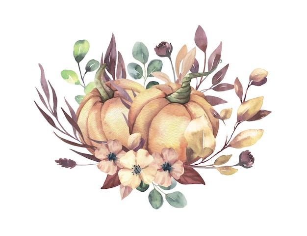 Vector fall pumpkins compositio