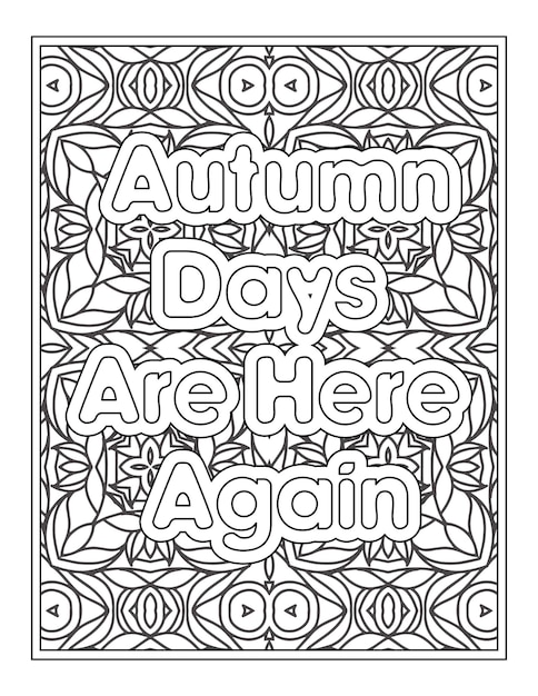 Fall quotes coloring page for adult coloring book