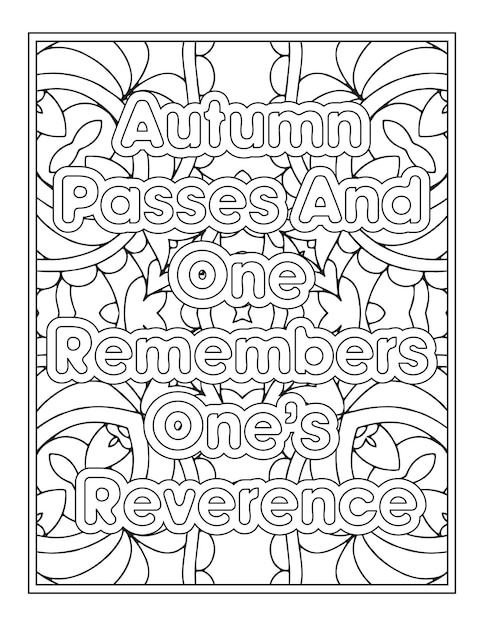 Fall Quotes Coloring Page For Adult Coloring Book