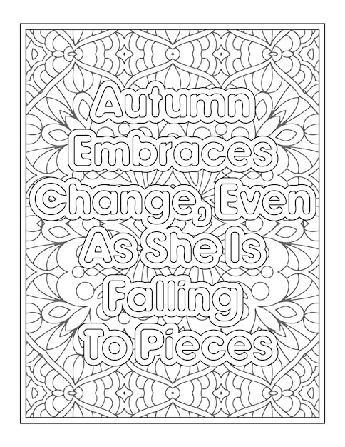 Fall Quotes Coloring Page For Adult Coloring Book