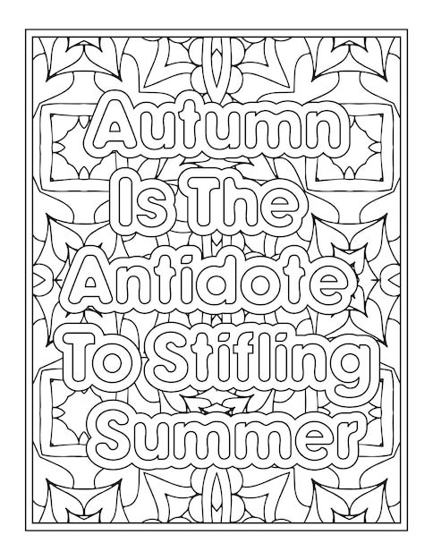 Fall Quotes Coloring Page For Adult Coloring Book