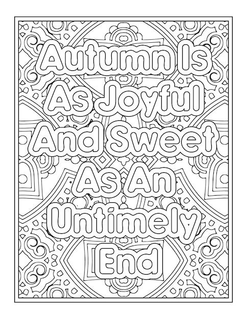 Fall Quotes Coloring Page For Adult Coloring Book