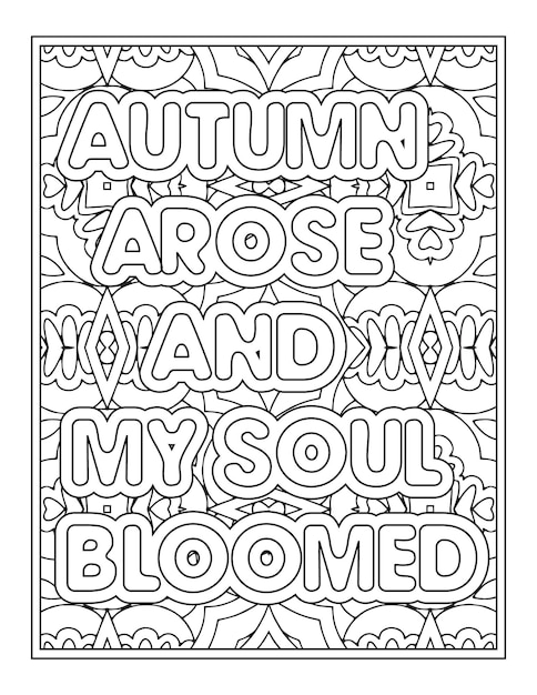 Fall quotes coloring page for adult coloring book