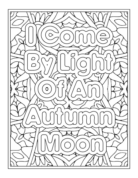 Fall Quotes Coloring Page For Adult Coloring Book