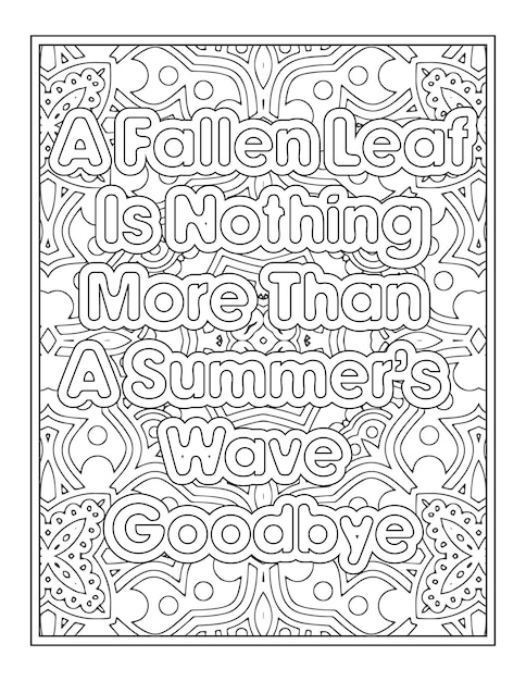 Fall Quotes Coloring Page For Adult Coloring Book