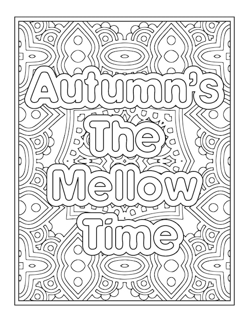 Fall quotes coloring page for adult coloring book