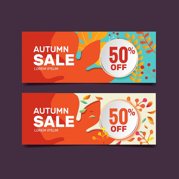 Fall sale banner template collection