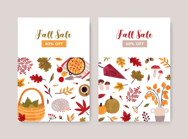 Fall sale banner vector template