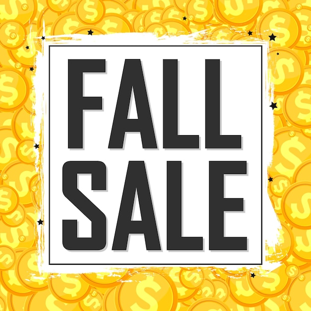 Fall sale poster design template autumn discount banner for shop or online store