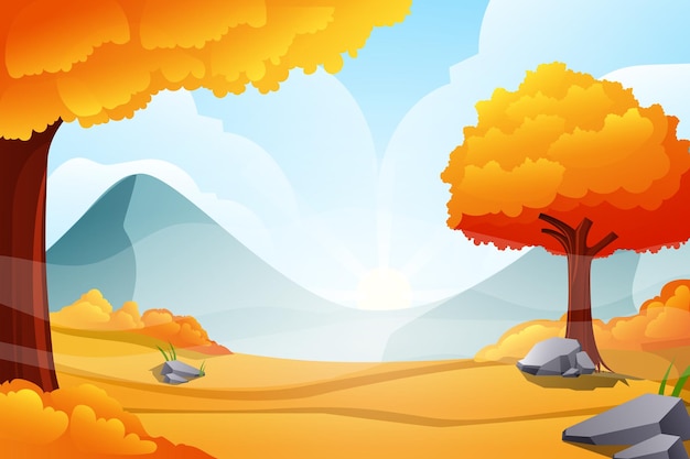 Vector fall scene flat design illustration