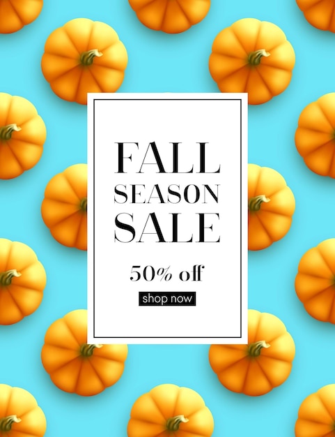 Fall season sale banner with pumpkin pattern