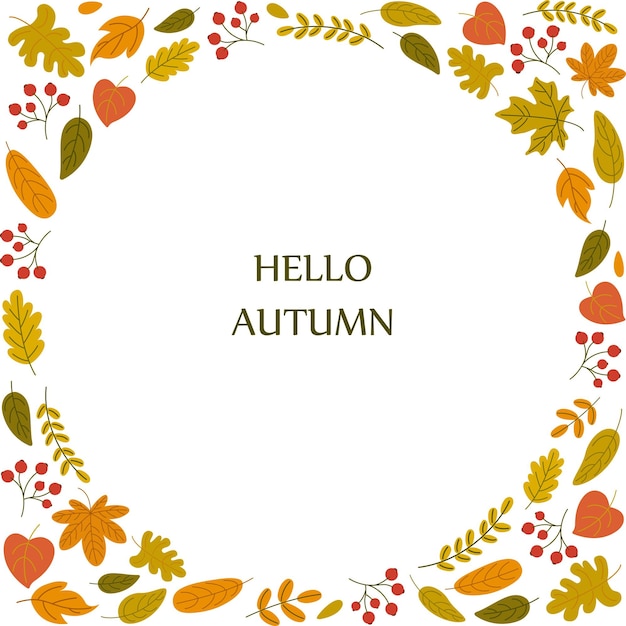 Fall template, bright colourful autumn leaves on white background.