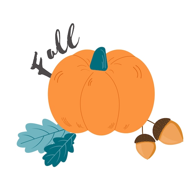 Fall vector illustration with pumpkin