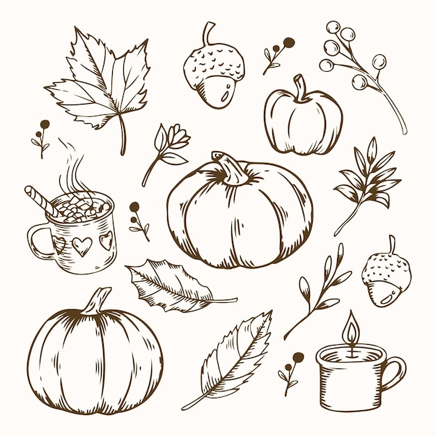 Autumn Sketches Vector Collection Stock Vector  Illustration of umbrella  graphic 101033512