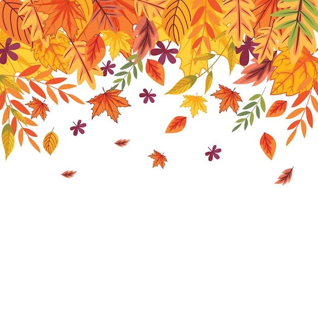 Vector falling autumn leaves on white background, vector illustration