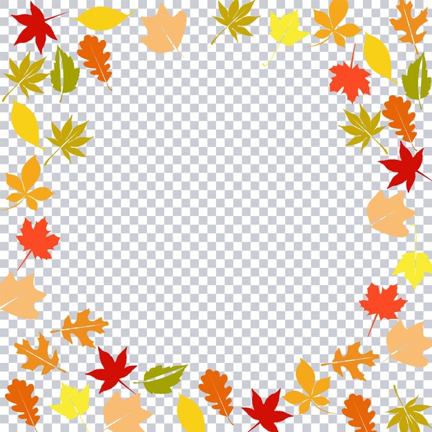 Falling colorful autumn leaves on transparent background vector illustration eps10