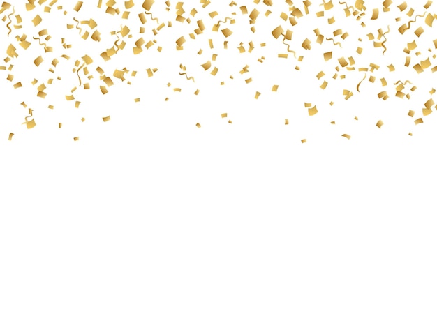 Falling confetti bright vector golden confetti background confetti serpentine splash isolated on white background arnival celebration opening birthday premium design