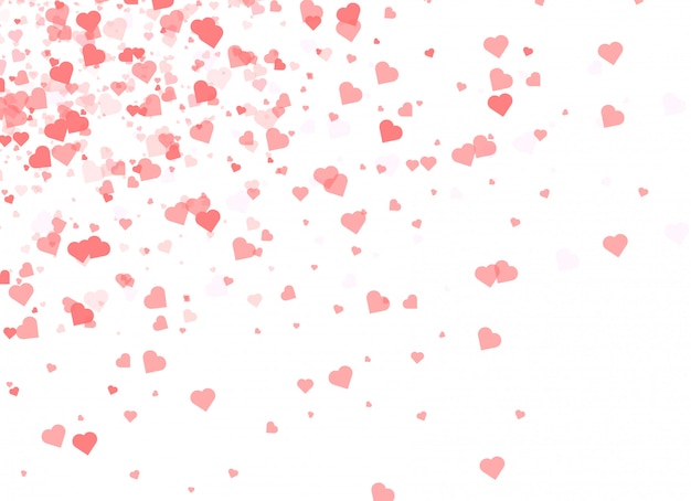 Falling confetti in the shape of Heart on Valentines day.