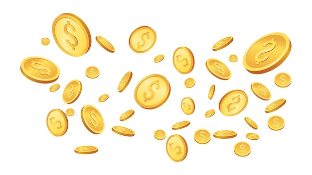 Falling dollar coins. success, luck, money