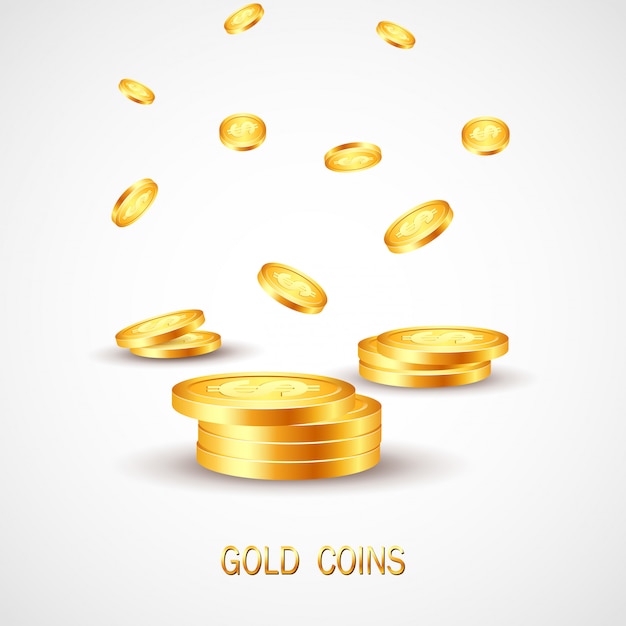 Falling down gold coin.