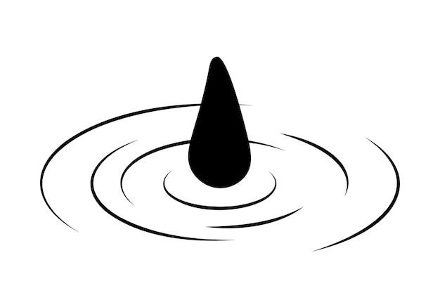 Vector falling drop of water waves on the water vector illustration