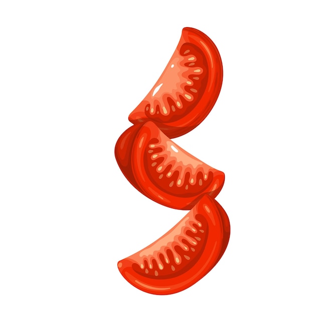 Vector falling or flying tomato slices