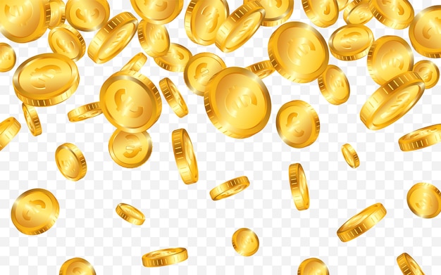 上からたくさんのユーロの金貨が落ちる