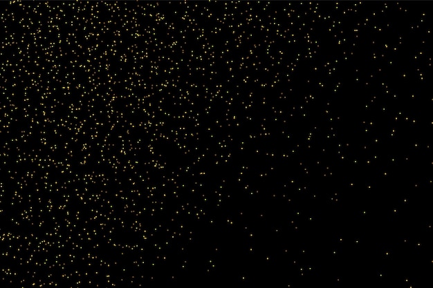Falling glitter gold particles sparkles. Golden sparkling magical dust. Light effect on a black transparent background. Sparks and stars shine with special light. Vector