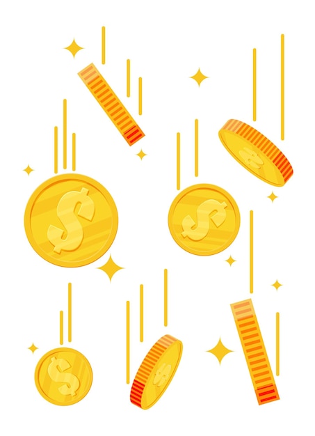 Falling gold coins money rain