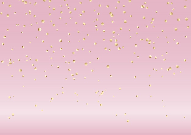 Falling gold confetti on pink background